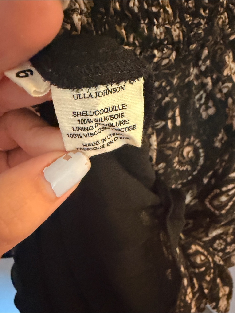 Ulla Johnson Black Floral Asymmetrical Midi Dress 100% Silk - Picture 11 of 12